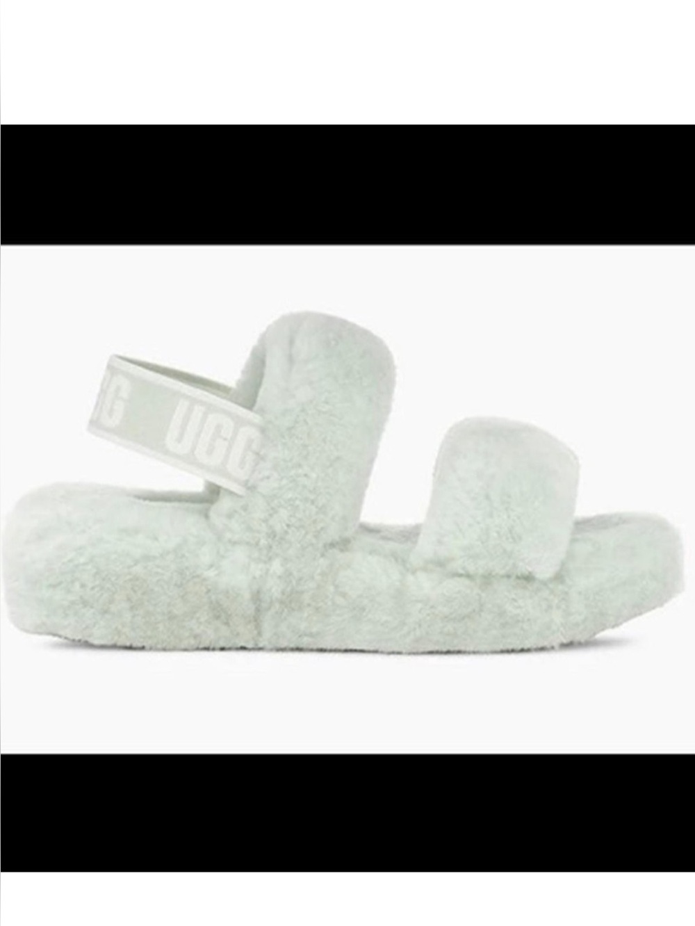 UGG  OH YEAH Mint Green Plush Dual-Strap Shearling Slide/ Sandals. Size 7